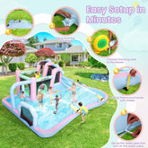 AKEYDIY Inflatable Bounce House Double Slides for Kids, Giant Bounce Castle 21.3FT x14.7FT with Pool Akeydiy